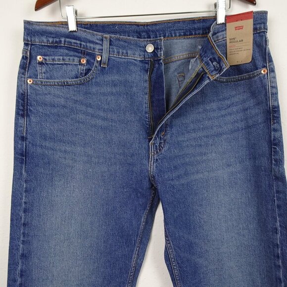Levi's 505 Straight Leg Jeans Men's Size 38x34 Blue Denim Stretch - Picture 4 of 9